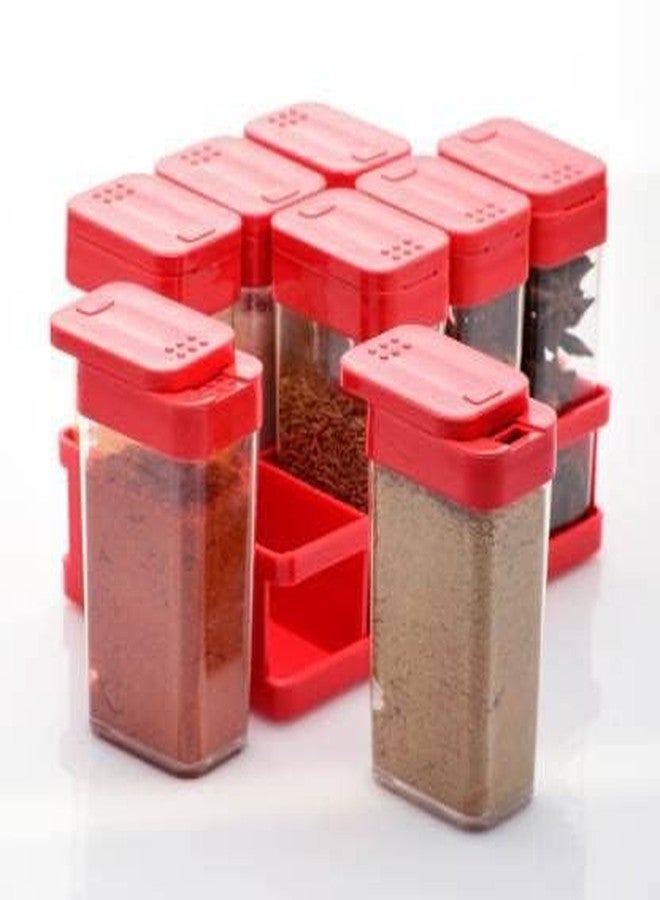 Bimex Plastic Kitchen 8 Pcs Sets Airtight Spice Rack Storage Jar Masala Box Spice Container Idle for, Easy Flow Spice Storage Container with Tray (Pack of 1) (Multicolor) - Image 4